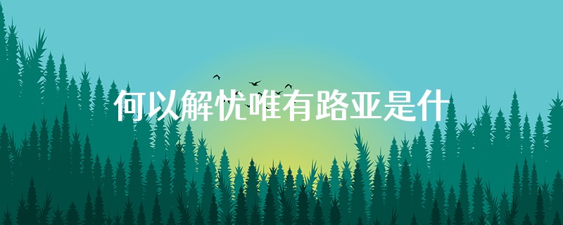 何以解忧唯有路亚是什么意思